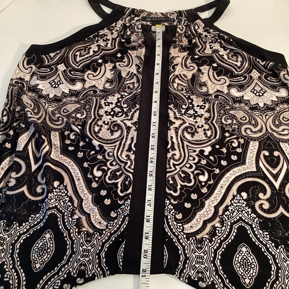 INC Womens Top Blouse Size XL Black Grey Silver Career Office Wear - Picture 7 of 7